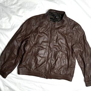 Theory Leather Jacket Size L Brown Gemana Expose